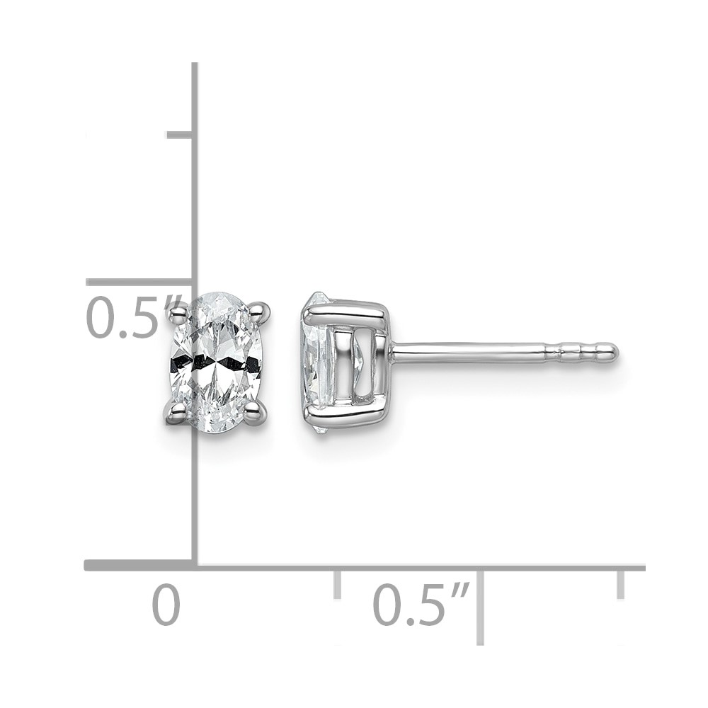 14k White Gold 3/4 carat Lab Grown Diamond VS+ F+ Complete Oval Four Prong Stud Earrings (EM8799-075-WLD)