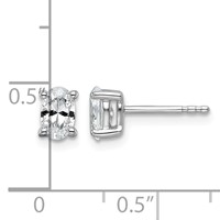 14K White Gold 0.75 Carat Lab Grown Diamond VS SI+ G+ Complete Oval Four Prong Stud Earrings view 4