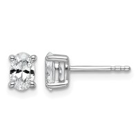14K White Gold 0.75 Carat Lab Grown Diamond VS SI+ G+ Complete Oval Four Prong Stud Earrings view 1