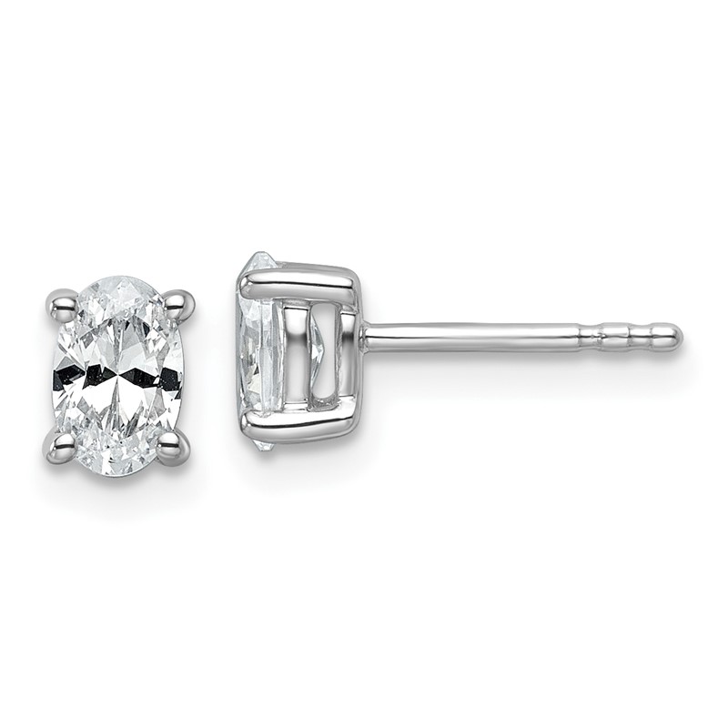 14k White Gold 3/4 carat Certified Lab Grown Diamond VS/SI+ G+ Complete Oval Four Prong Stud Earrings