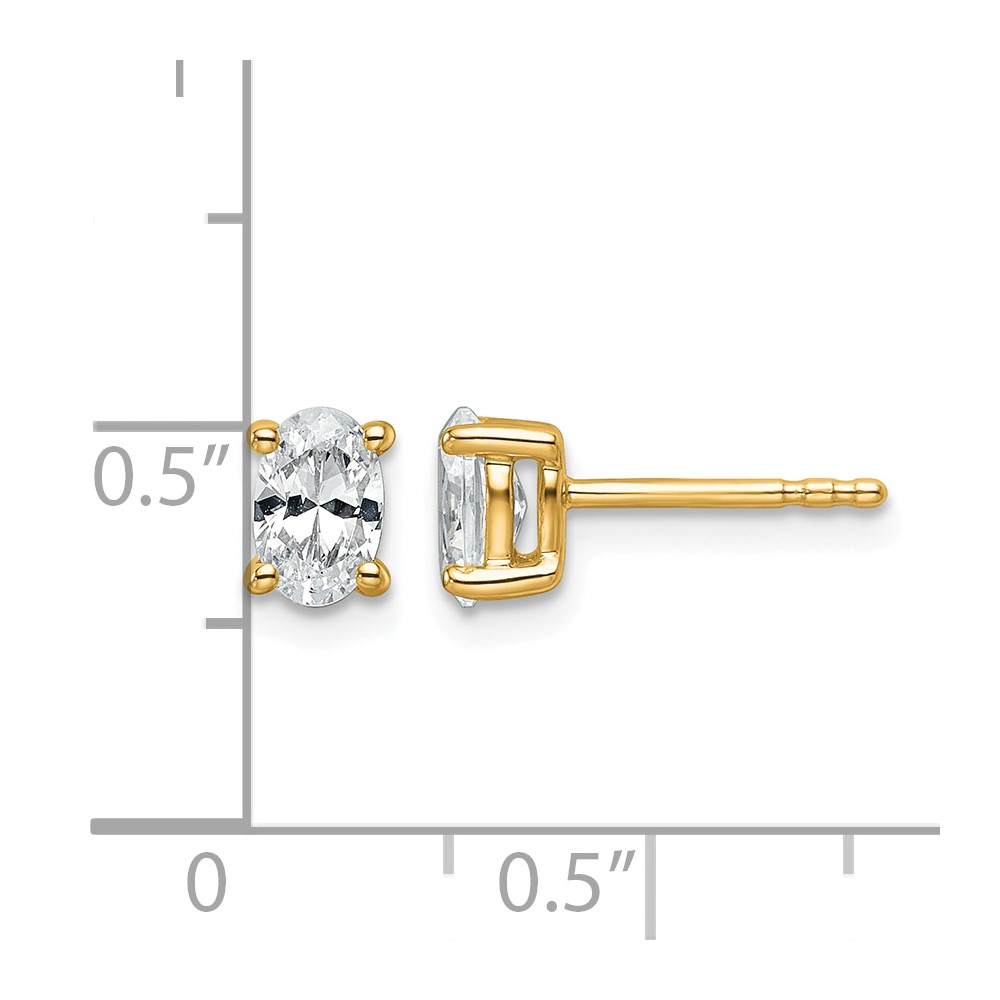 14k 3/4 carat Lab Grown Diamond VS/SI+ G+ Complete Oval Four Prong Stud Earrings (EM8799-075-LG)