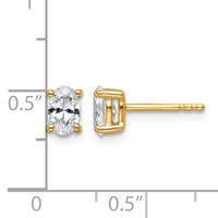 14K Yellow Gold 0.75 Carat Lab Grown Diamond VS SI+ G+ Complete Oval Four Prong Stud Earrings view 5