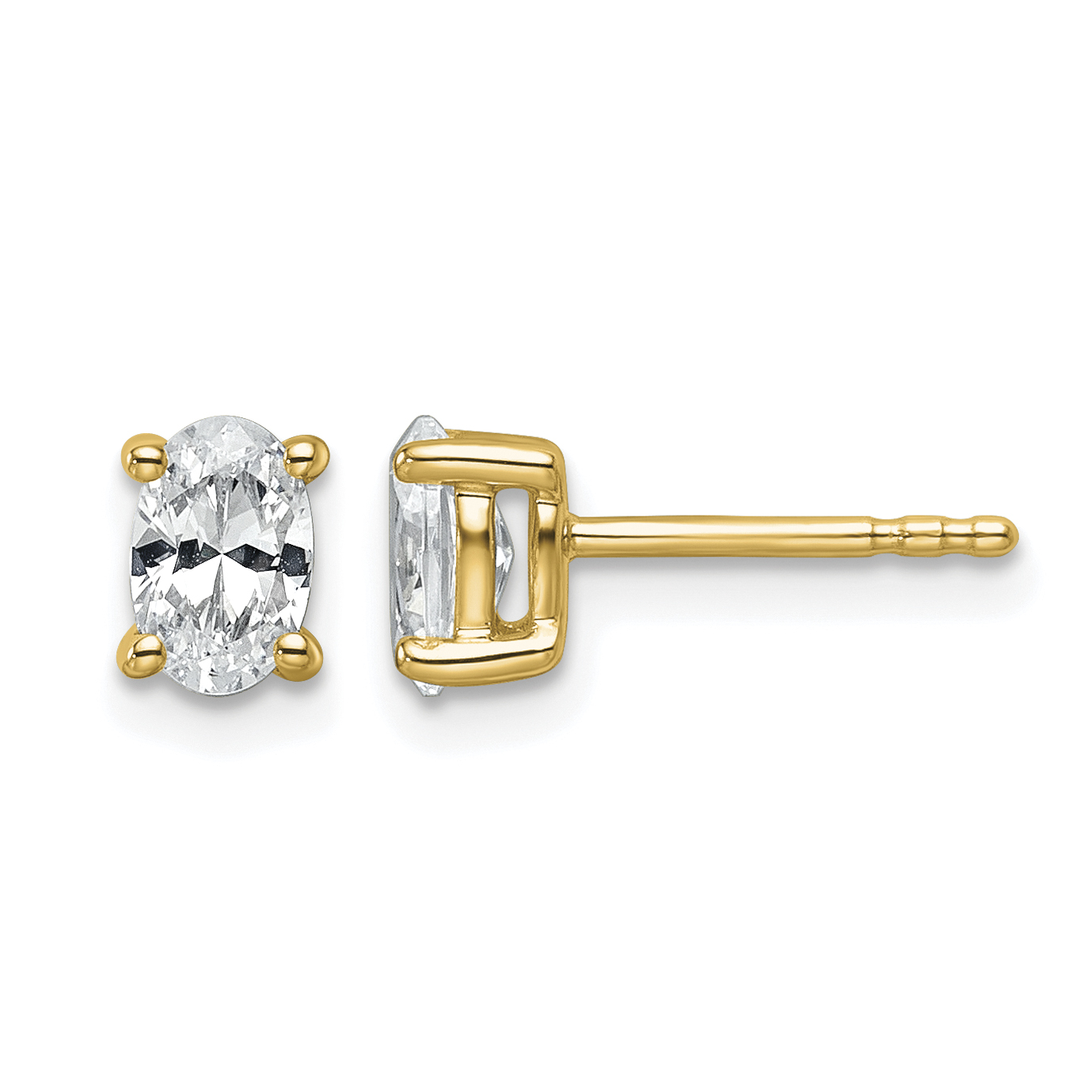 14k 3/4 carat Lab Grown Diamond VS/SI+ G+ Complete Oval Four Prong Stud Earrings (EM8799-075-LG)