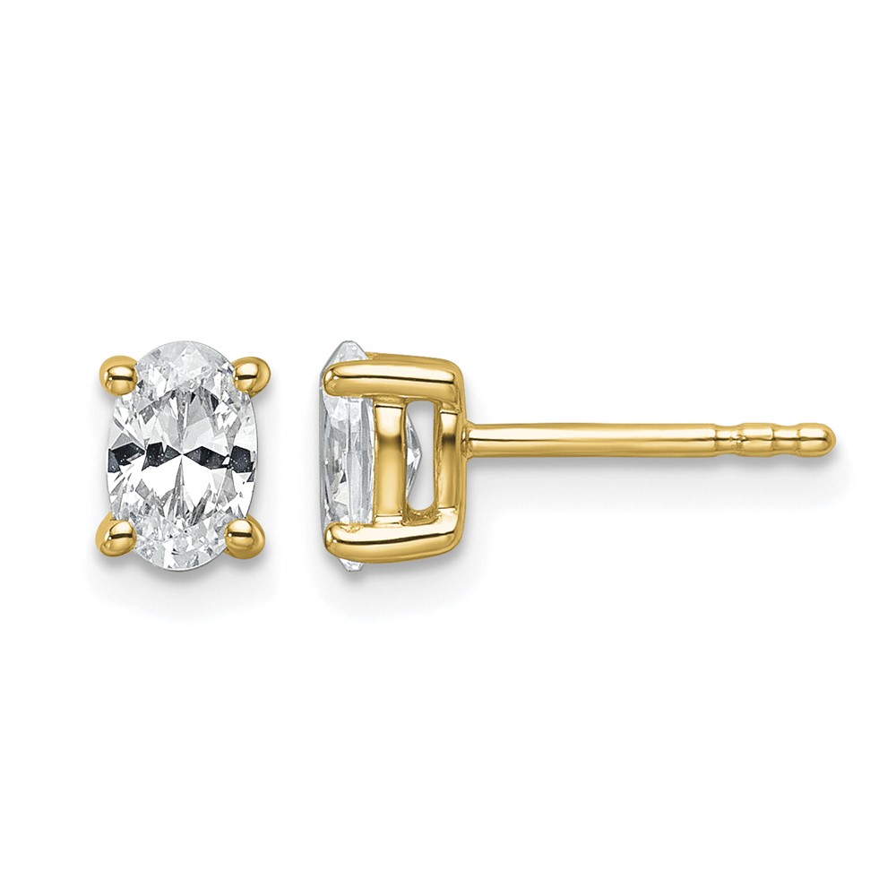14k 3/4 carat Lab Grown Diamond VS/SI+ G+ Complete Oval Four Prong Stud Earrings (EM8799-075-LG)