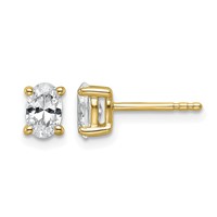 14K Yellow Gold 0.75 Carat Lab Grown Diamond VS SI+ G+ Complete Oval Four Prong Stud Earrings view 1
