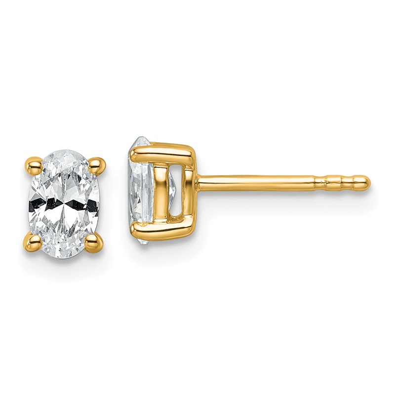 14k 3/4 carat Lab Grown Diamond VS/SI+ G+ Complete Oval Four Prong Stud Earrings