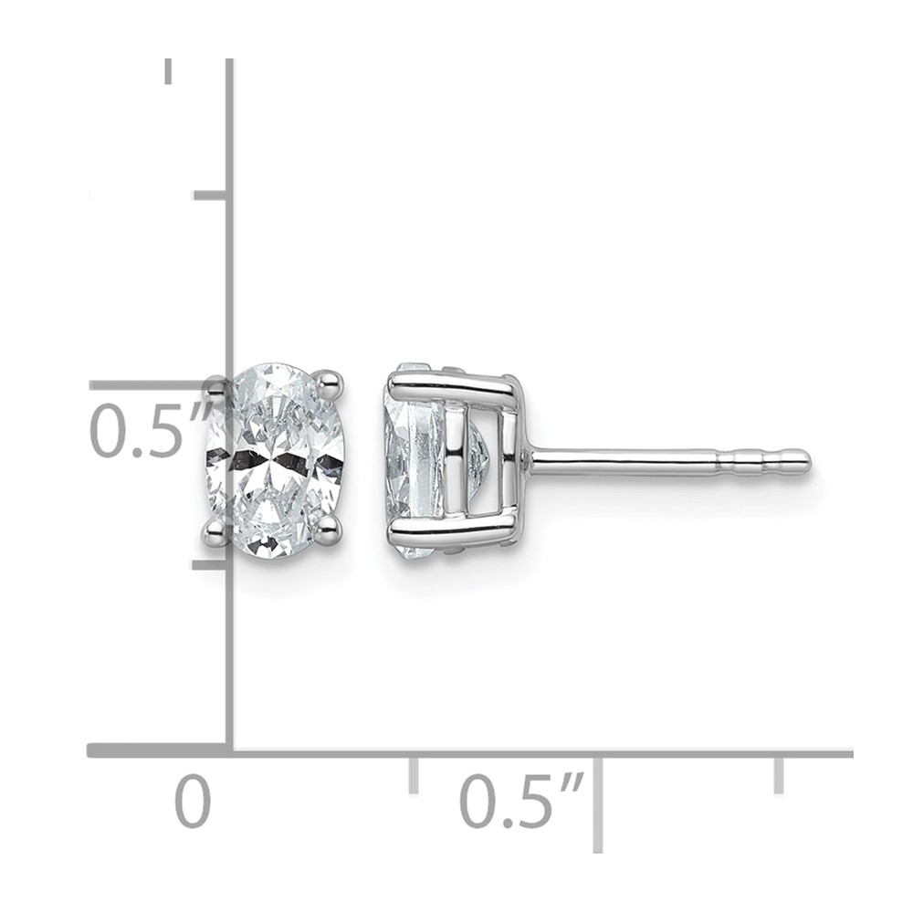 14k White Gold 1 carat Lab Grown Diamond VS+ F+ Complete Oval Four Prong Stud Earrings (EM8799-100-WLD)