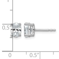 14K White Gold 1 Carat Lab Grown Diamond VS+ F+ Complete Oval Four Prong Stud Earrings view 4