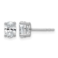14K White Gold 3 Carat Lab Grown Diamond VS SI+ G+ Complete Oval Four Prong Stud Earrings view 1