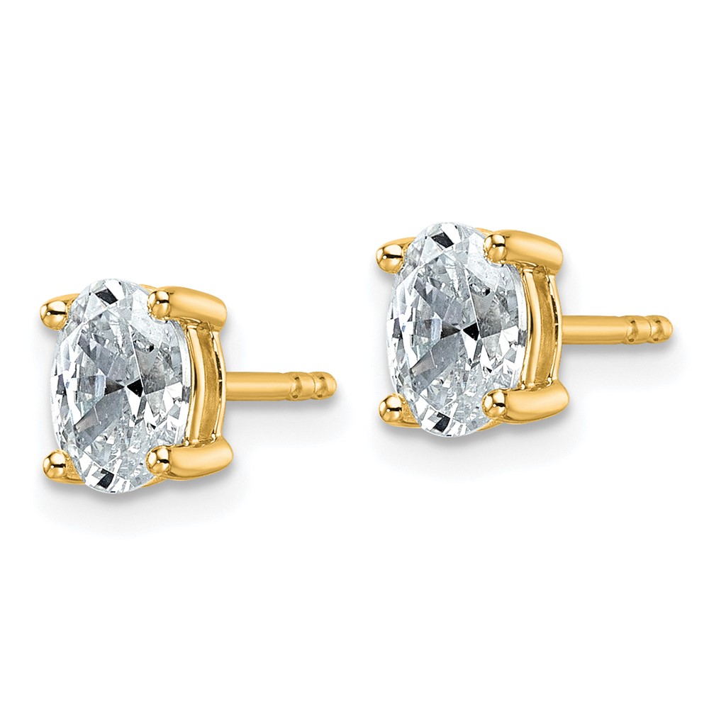 14k 1 carat Lab Grown Diamond VS/SI+ G+ Complete Oval Four Prong Stud Earrings (EM8799-100-YLG)