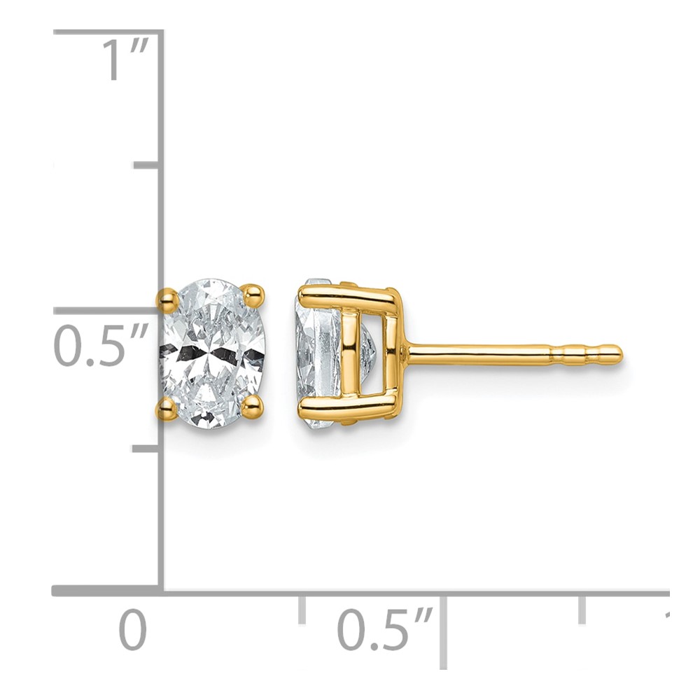 14k 1 carat Lab Grown Diamond VS/SI+ G+ Complete Oval Four Prong Stud Earrings (EM8799-100-YLG)
