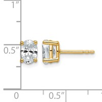 14K Yellow Gold 1 Carat Lab Grown Diamond VS SI+ G+ Complete Oval Four Prong Stud Earrings view 5