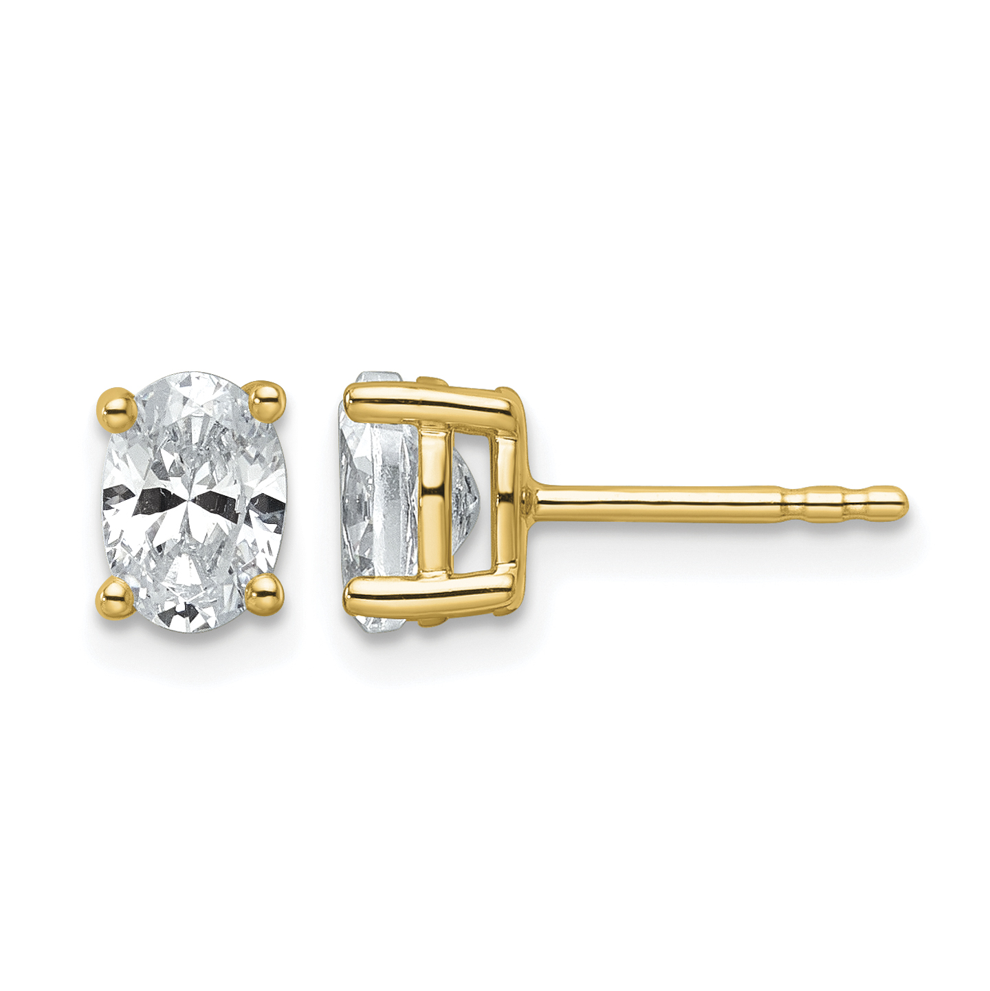 14k 1 carat Lab Grown Diamond VS+ F+ Complete Oval Four Prong Stud Earrings (EM8799-100-LD)