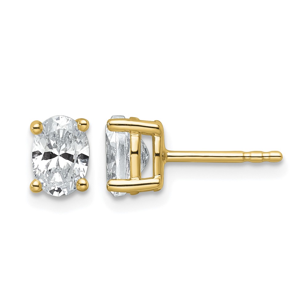 14k 1 carat Lab Grown Diamond VS+ F+ Complete Oval Four Prong Stud Earrings (EM8799-100-LD)