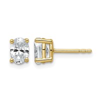 14K Yellow Gold 1 Carat Lab Grown Diamond VS SI+ G+ Complete Oval Four Prong Stud Earrings view 1