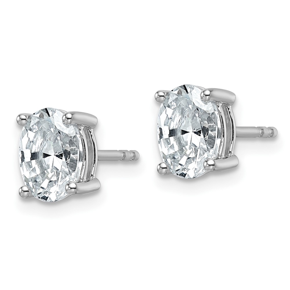 14k White Gold 1 1/2 carat Lab Grown Diamond VS/SI+ G+ Complete Oval Four Prong Stud Earrings (EM8799-150-WLG)