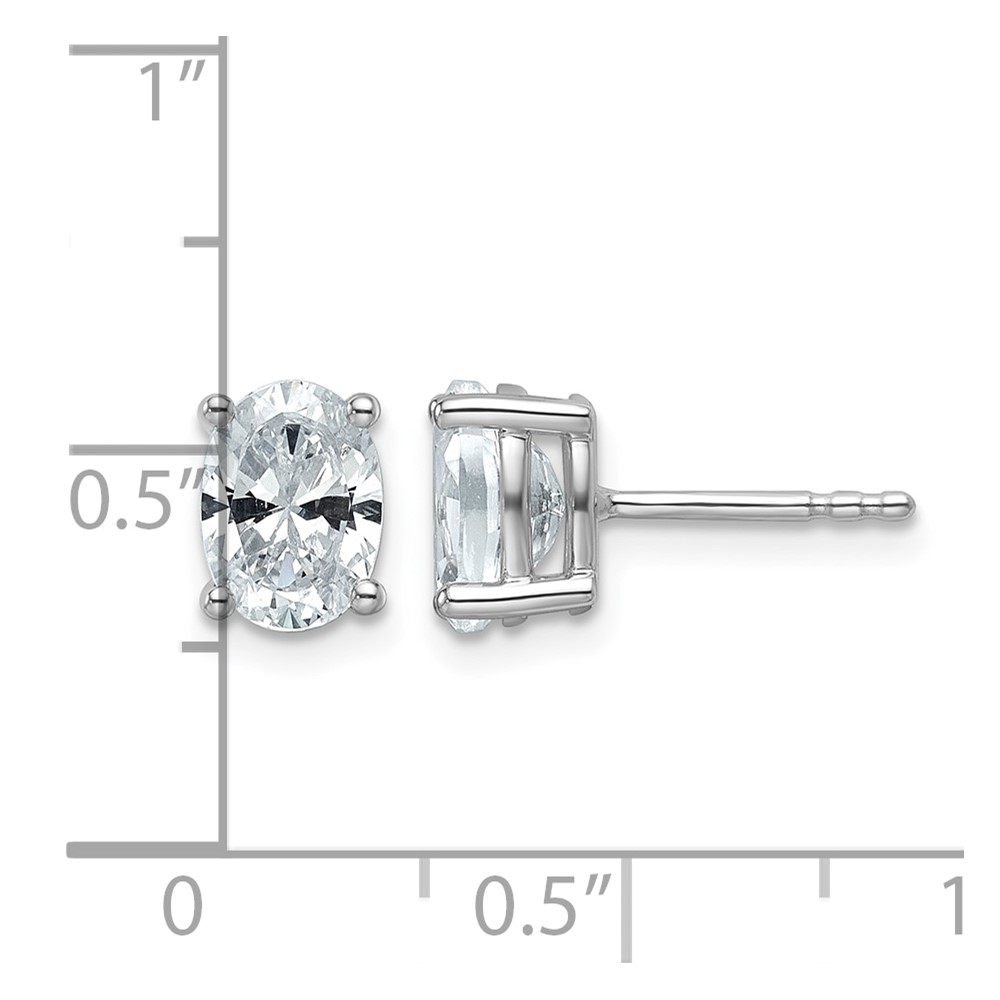 14k White Gold 1 1/2 carat Lab Grown Diamond VS/SI+ G+ Complete Oval Four Prong Stud Earrings (EM8799-150-WLG)
