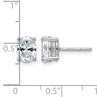 14K White Gold 1.50 Carat Certified Lab Grown Diamond VS SI+ G+ Complete Oval Four Prong Stud Earrings view 4