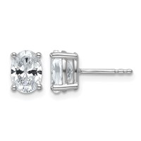 14K White Gold 1.50 Carat Certified Lab Grown Diamond VS SI+ G+ Complete Oval Four Prong Stud Earrings view 1