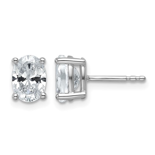 14K White Gold 1.50 Carat Certified Lab Grown Diamond VS SI+ G+ Complete Oval Four Prong Stud Earrings