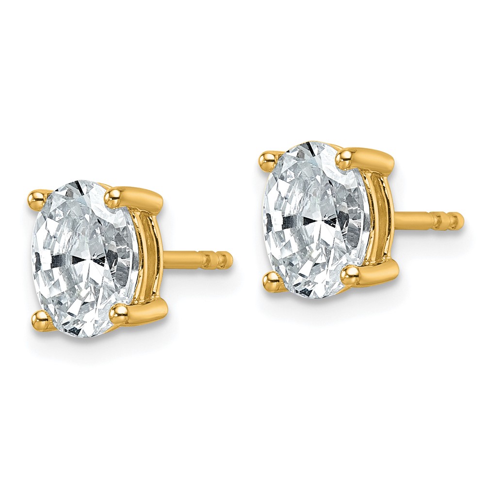 14k 1 1/2 carat Certified Lab Grown Diamond VS+ F+ Complete Oval Four Prong Stud Earrings (EM8799-150C-LD)