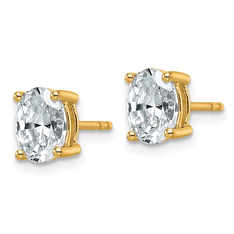 14k 1 1/2 carat Lab Grown Diamond VS/SI+ G+ Complete Oval Four Prong Stud Earrings