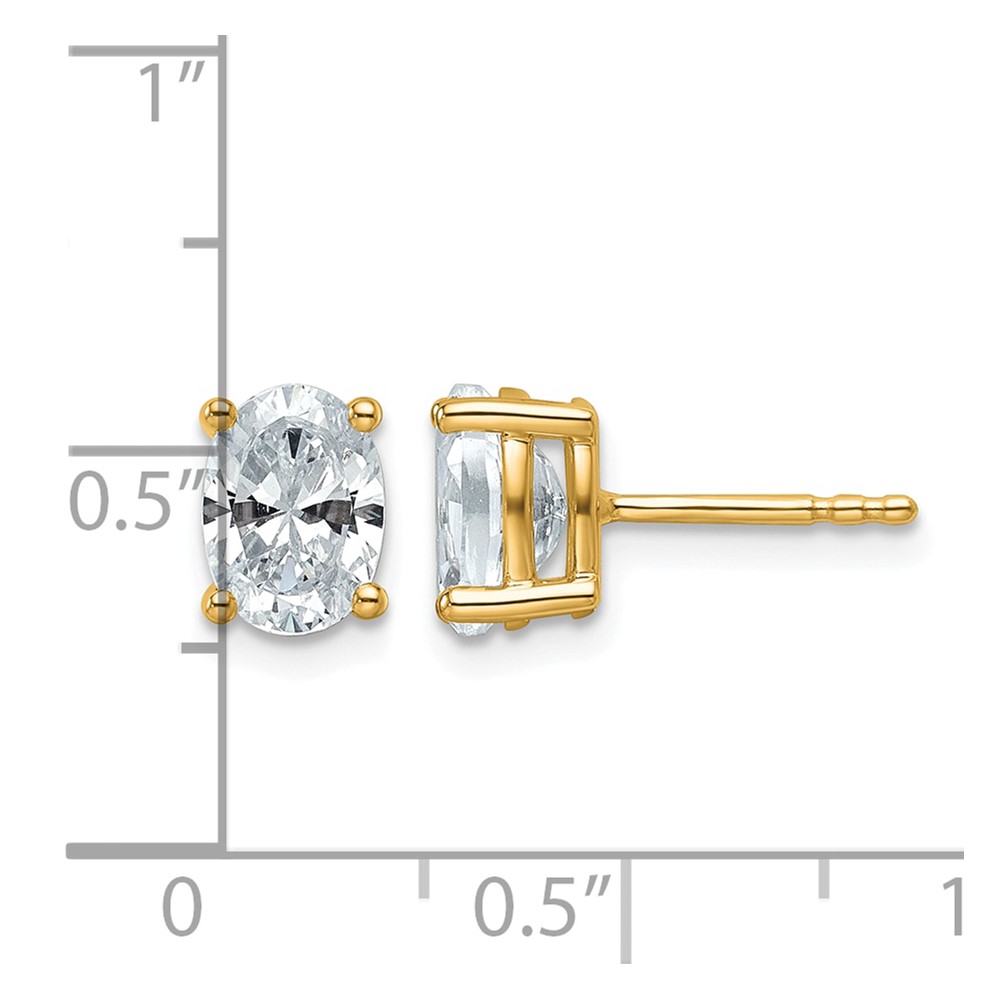 14k 1 1/2 carat Certified Lab Grown Diamond VS+ F+ Complete Oval Four Prong Stud Earrings (EM8799-150C-LD)