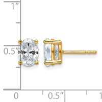 14K Yellow Gold 1.50 Carat Lab Grown Diamond VS+ F+ Complete Oval Four Prong Stud Earrings view 5