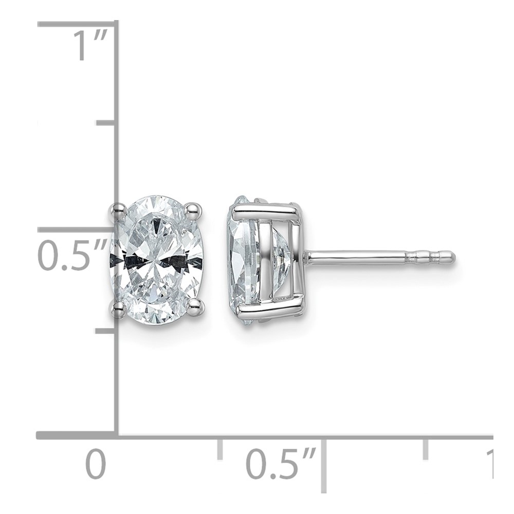 14k White Gold 2 carat Lab Grown Diamond VS+ F+ Complete Oval Four Prong Stud Earrings (EM8799-200-WLD)
