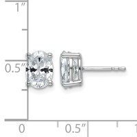 14K White Gold 2 Carat Lab Grown Diamond VS+ F+ Complete Oval Four Prong Stud Earrings view 4