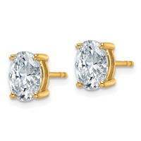 14K Yellow Gold 2 Carat Lab Grown Diamond VS+ F+ Complete Oval Four Prong Stud Earrings view 2