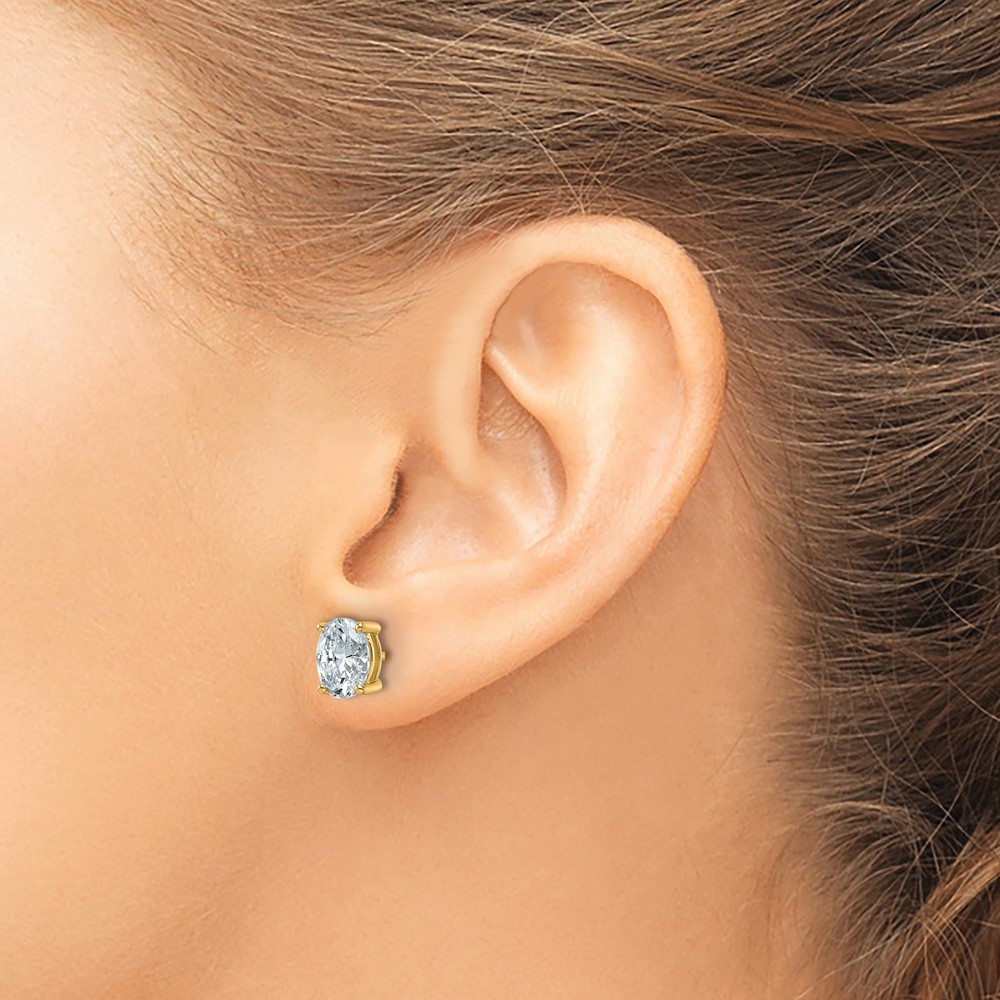 14k 2 carat Lab Grown Diamond VS+ F+ Complete Oval Four Prong Stud Earrings (EM8799-200-LD)