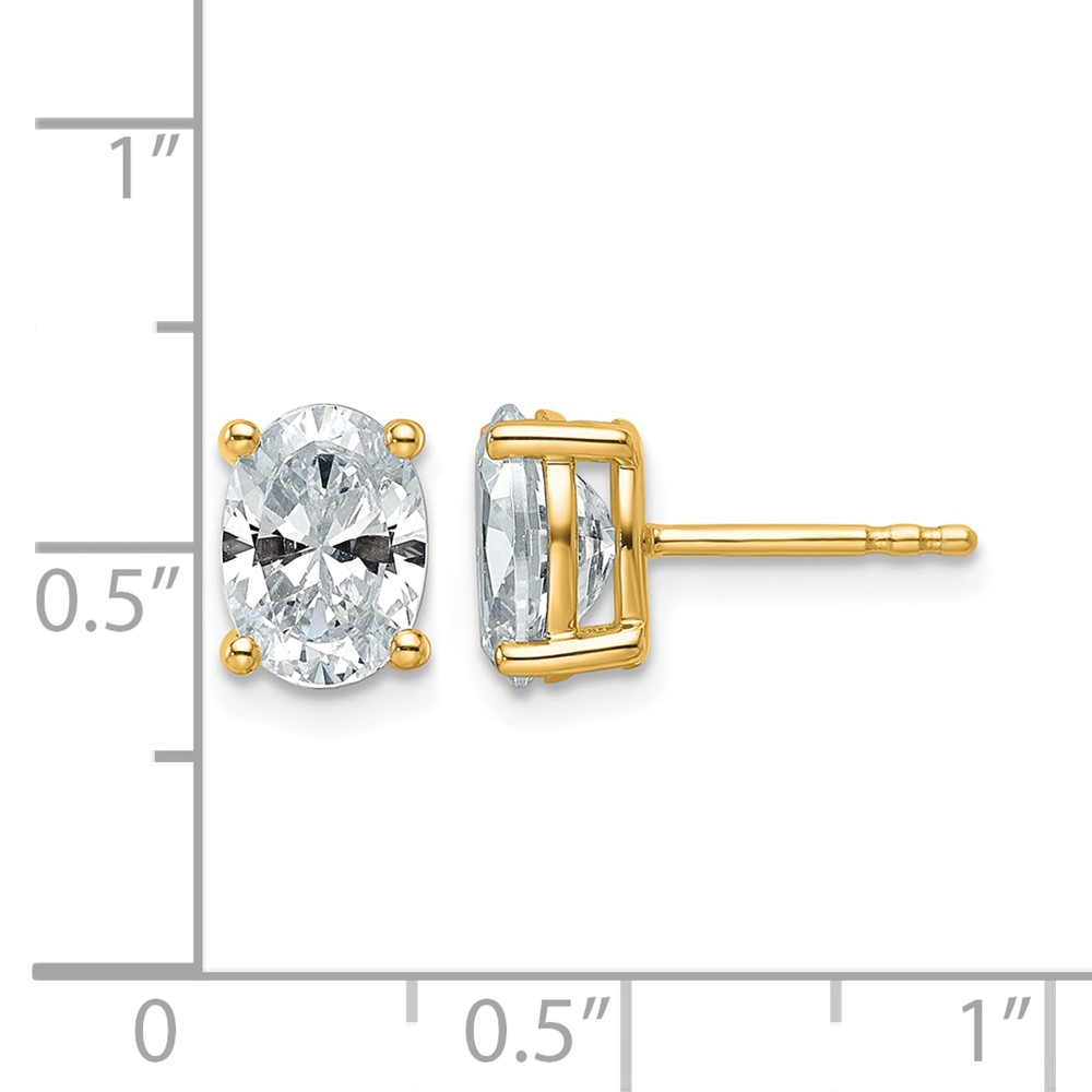 14k 2 carat Lab Grown Diamond VS+ F+ Complete Oval Four Prong Stud Earrings (EM8799-200-LD)