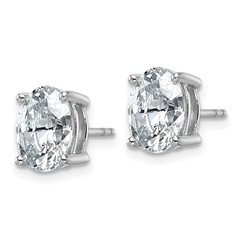 14k White Gold 3 carat Lab Grown Diamond VS+ F+ Complete Oval Four Prong Stud Earrings (EM8799-300-WLD)