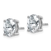 14K White Gold 3 Carat Certified Lab Grown Diamond VS SI+ G+ Complete Oval Four Prong Stud Earrings view 2
