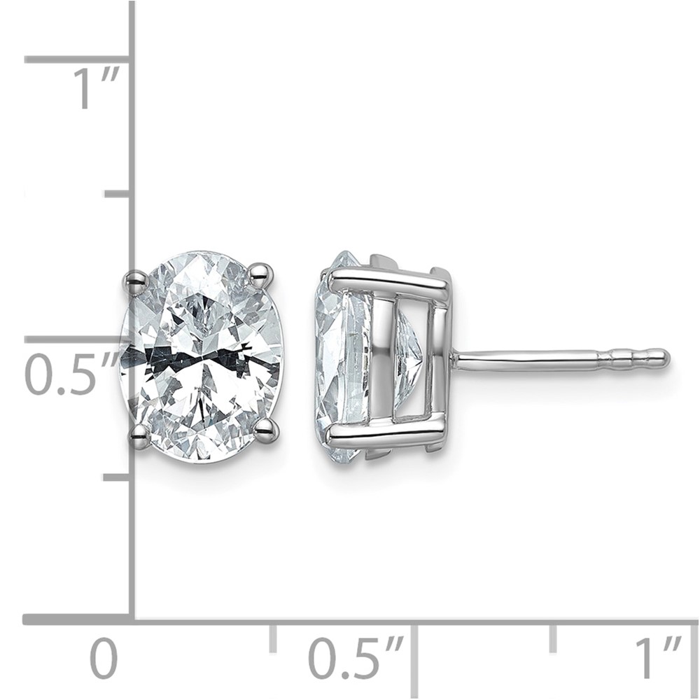 14k White Gold 3 carat Lab Grown Diamond VS+ F+ Complete Oval Four Prong Stud Earrings (EM8799-300-WLD)