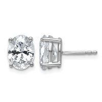 14K White Gold 3 Carat Certified Lab Grown Diamond VS SI+ G+ Complete Oval Four Prong Stud Earrings view 1
