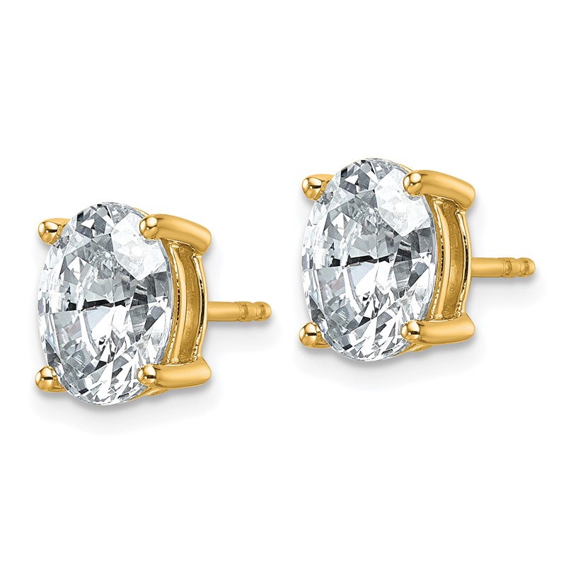 14k 3 carat Certified Lab Grown Diamond VS+ F+ Complete Oval Four Prong Stud Earrings