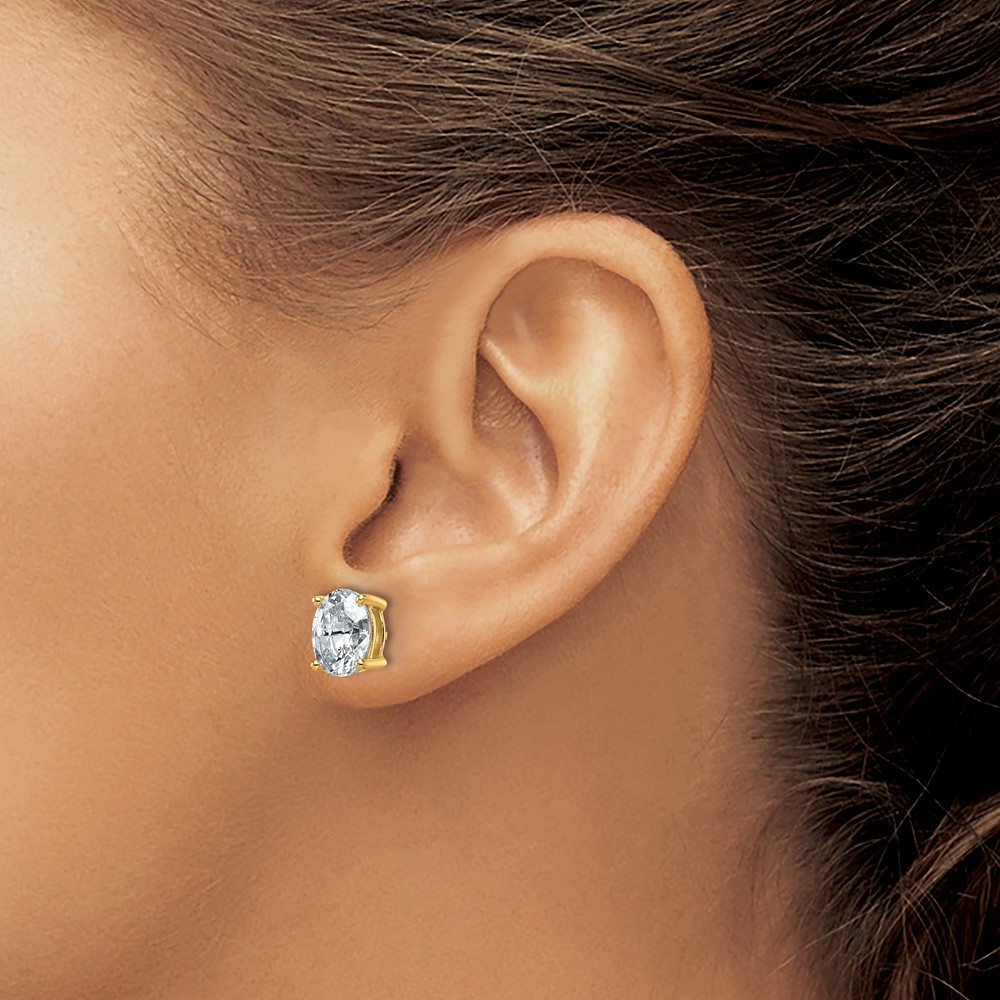 14k 3 carat Lab Grown Diamond VS/SI+ G+ Complete Oval Four Prong Stud Earrings (EM8799-300-LG)