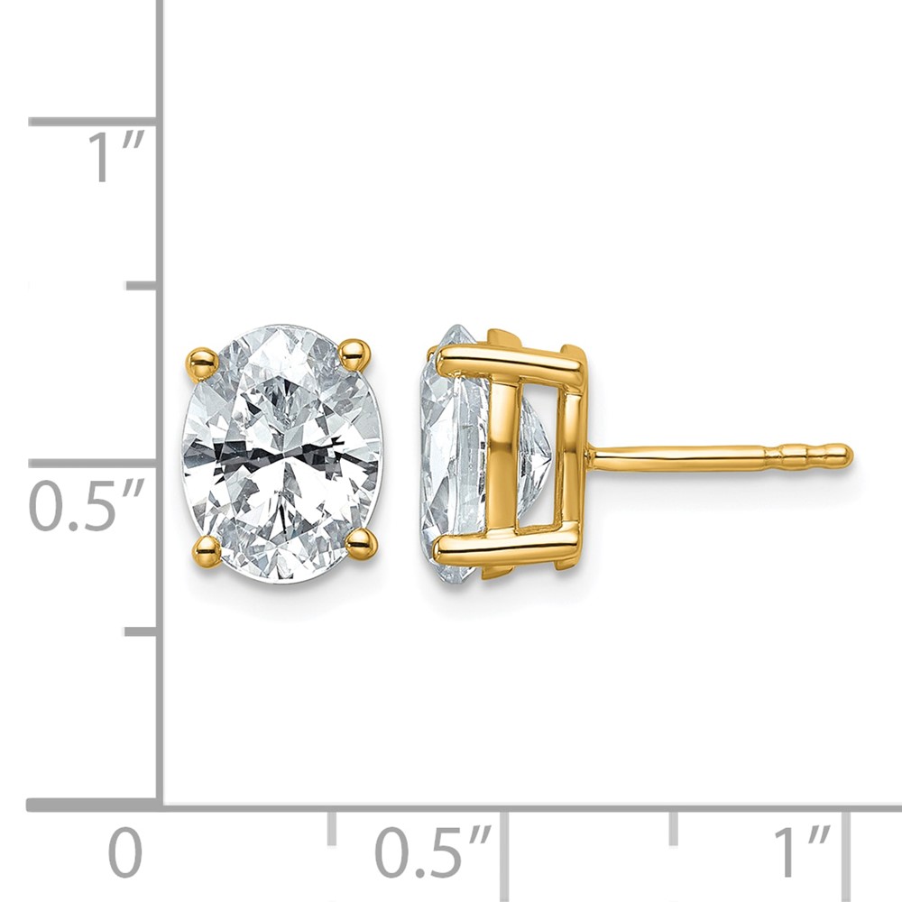 14k 3 carat Lab Grown Diamond VS/SI+ G+ Complete Oval Four Prong Stud Earrings (EM8799-300-LG)
