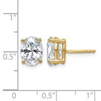 14K Yellow Gold 3 Carat Lab Grown Diamond VS SI+ G+ Complete Oval Four Prong Stud Earrings view 5