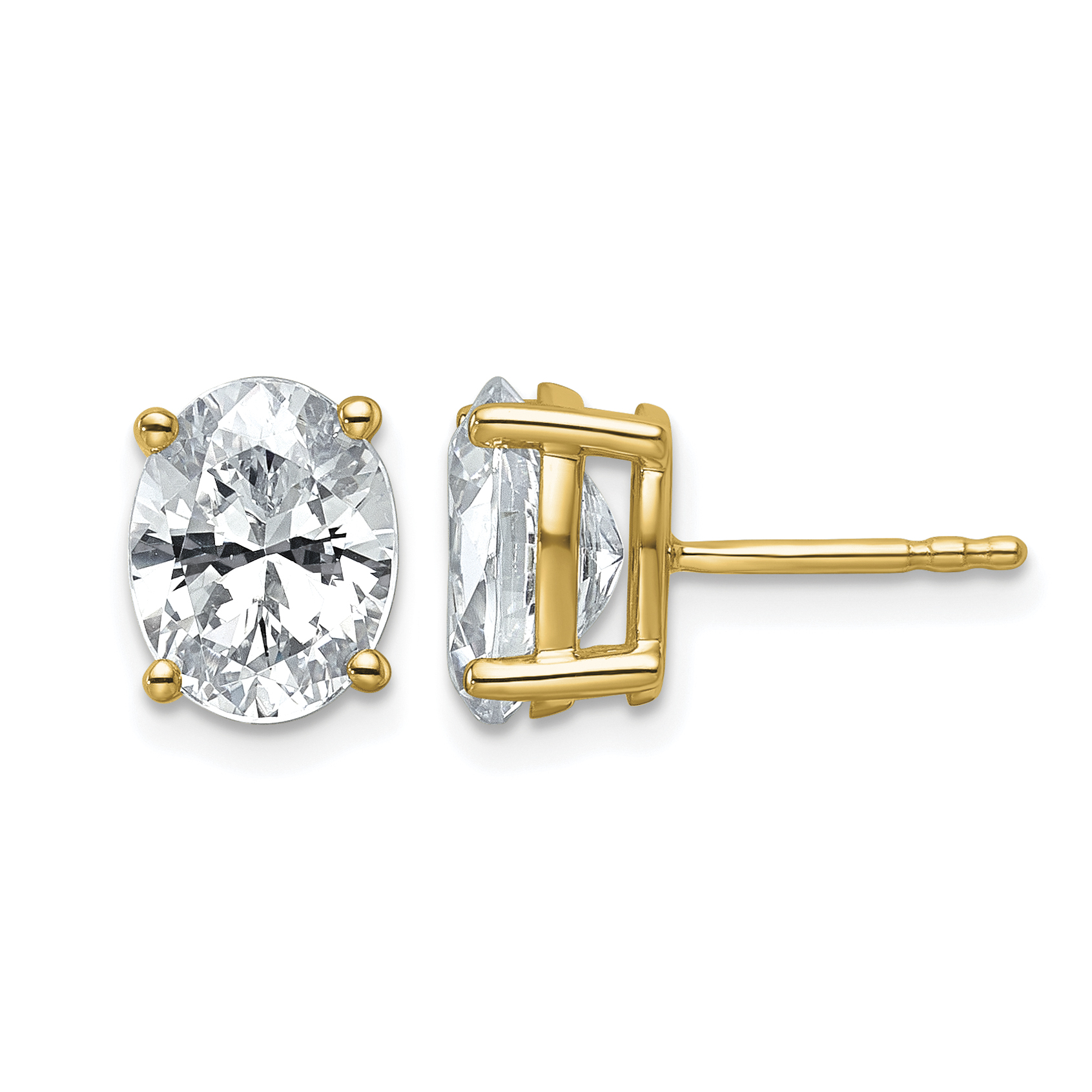 14k 3 carat Lab Grown Diamond VS/SI+ G+ Complete Oval Four Prong Stud Earrings (EM8799-300-LG)