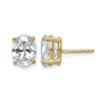 14K Yellow Gold 3 Carat Lab Grown Diamond VS SI+ G+ Complete Oval Four Prong Stud Earrings view 1