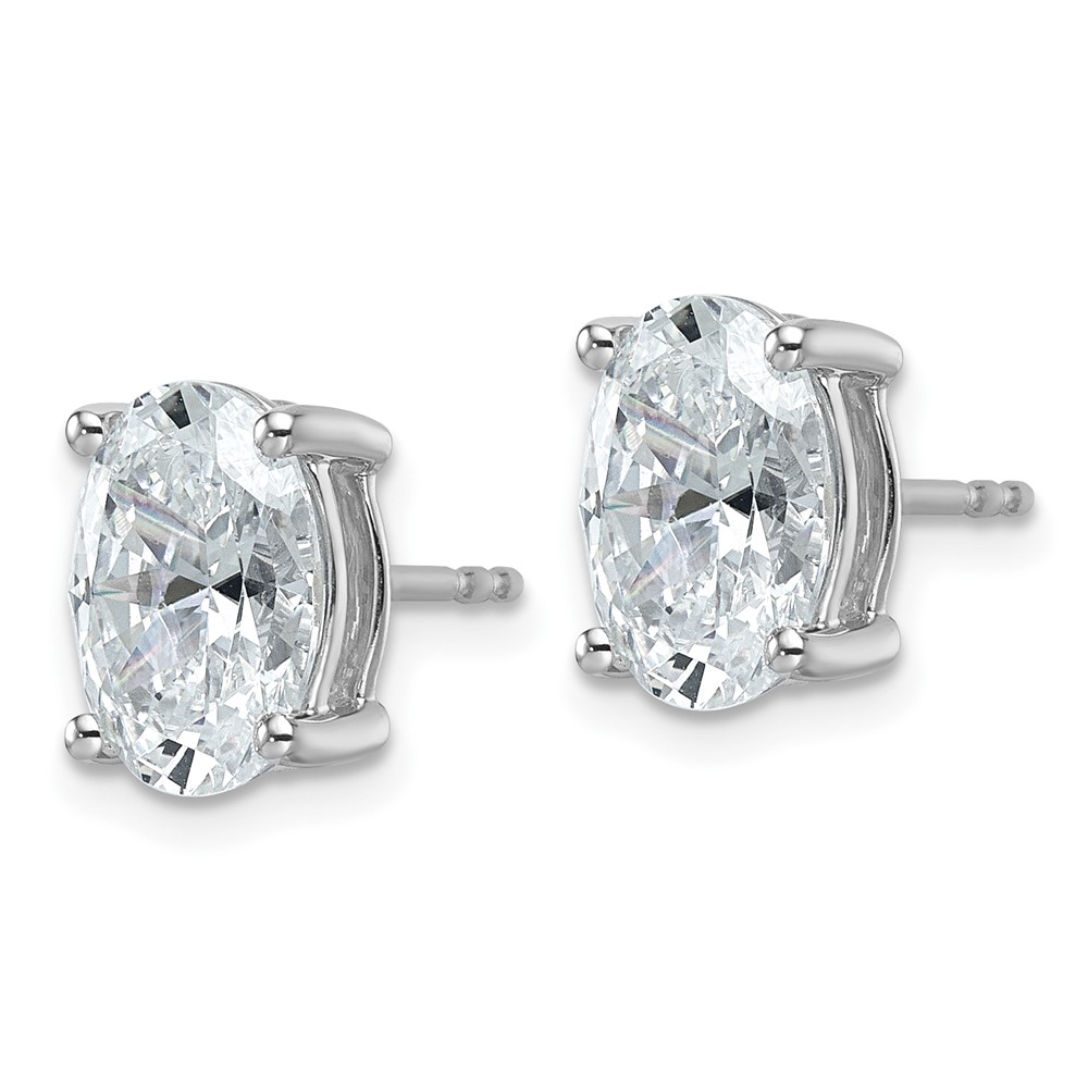14k White Gold 4 carat Certified Lab Grown Diamond VS/SI+ G+ Complete Oval Four Prong Stud Earrings (EM8799-400C-WLG)