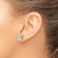 14K White Gold 4 Carat Lab Grown Diamond VS SI+ G+ Complete Oval Four Prong Stud Earrings view 3