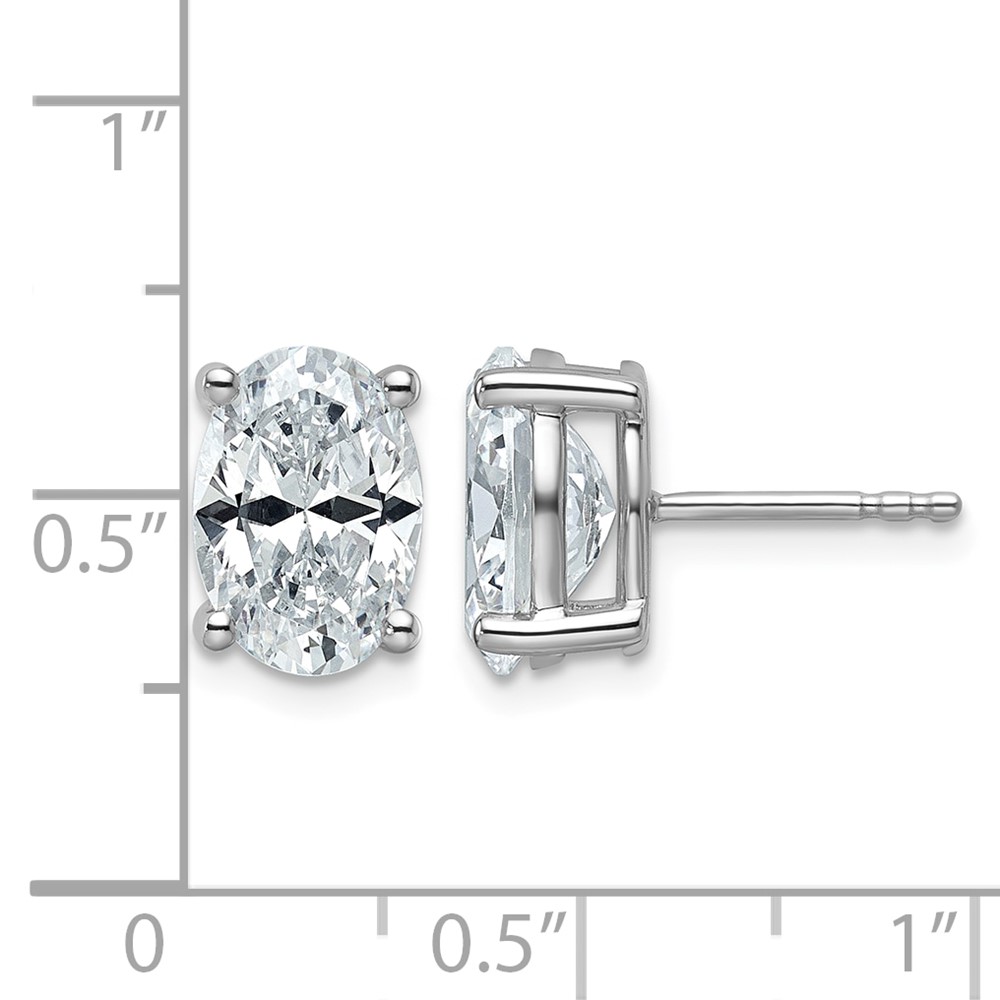 14k White Gold 4 carat Certified Lab Grown Diamond VS/SI+ G+ Complete Oval Four Prong Stud Earrings (EM8799-400C-WLG)