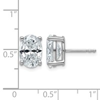 14K White Gold 4 Carat Lab Grown Diamond VS SI+ G+ Complete Oval Four Prong Stud Earrings view 4