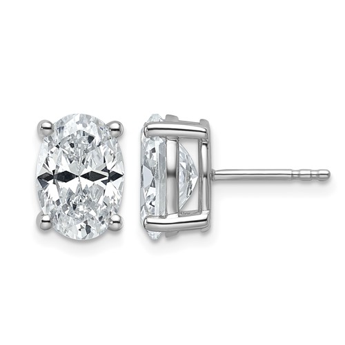 14K White Gold 4 Carat Certified Lab Grown Diamond VS SI+ G+ Complete Oval Four Prong Stud Earrings