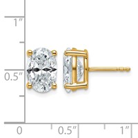 14K Yellow Gold 4 Carat Lab Grown Diamond VS+ F+ Complete Oval Four Prong Stud Earrings view 5