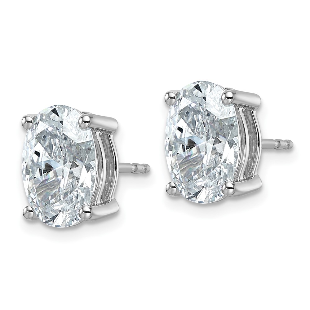 14k White Gold 5 carat Lab Grown Diamond VS+ F+ Complete Oval Four Prong Stud Earrings (EM8799-500-WLD)
